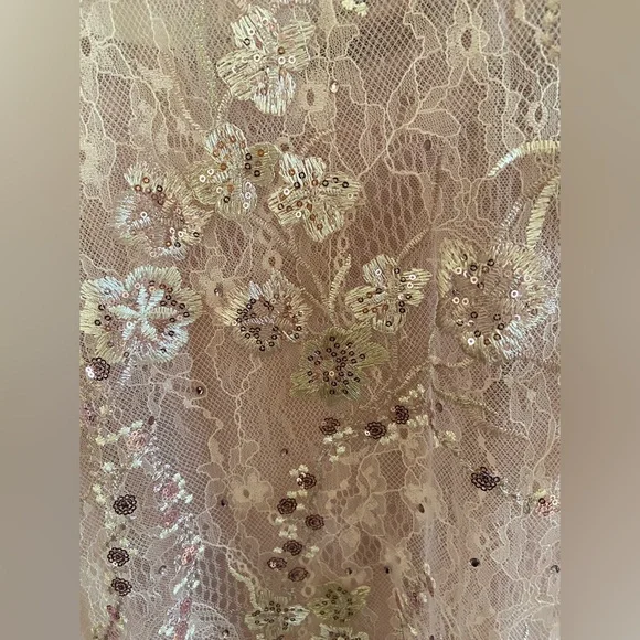 Mac Duggal Size 10 Blush Pink Beaded Floral Lace Midi Dress NWT Formal Cocktail - Picture 7 of 15